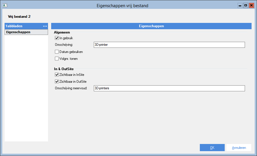 App_Vrij algemeen bestand inrichten voor InSite en/of OutSite - activeren