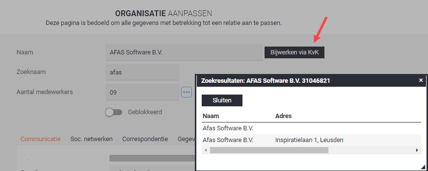 kraai Indica crisis Organisatie wijzigen - AFAS Help Center